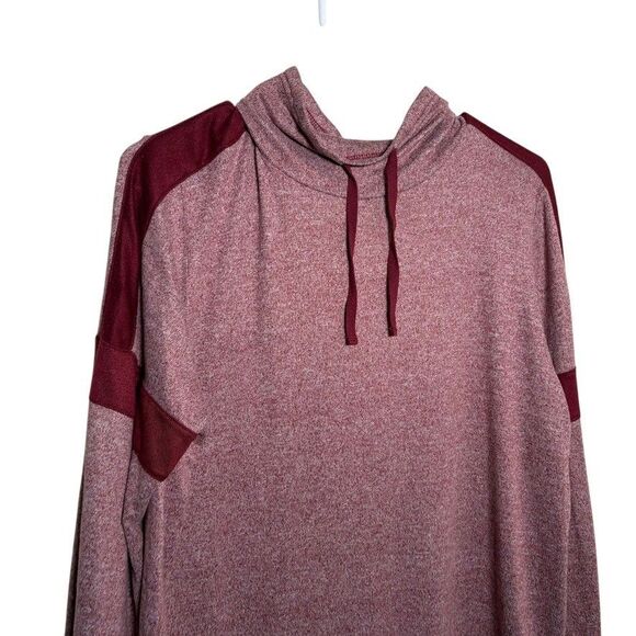 St John's Bay Sweatshirt Women's Medium Red Cowl Neck Pullover Knit Top - Picture 2 of 8